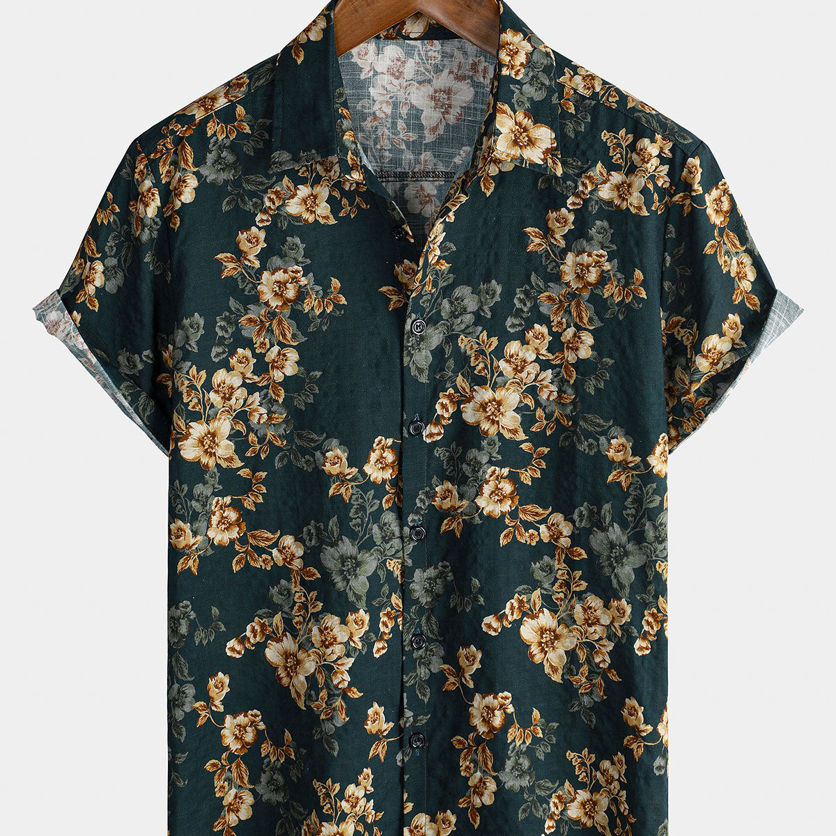 Chemise boutonnée de plage décontractée rétro à imprimé floral pour hommes