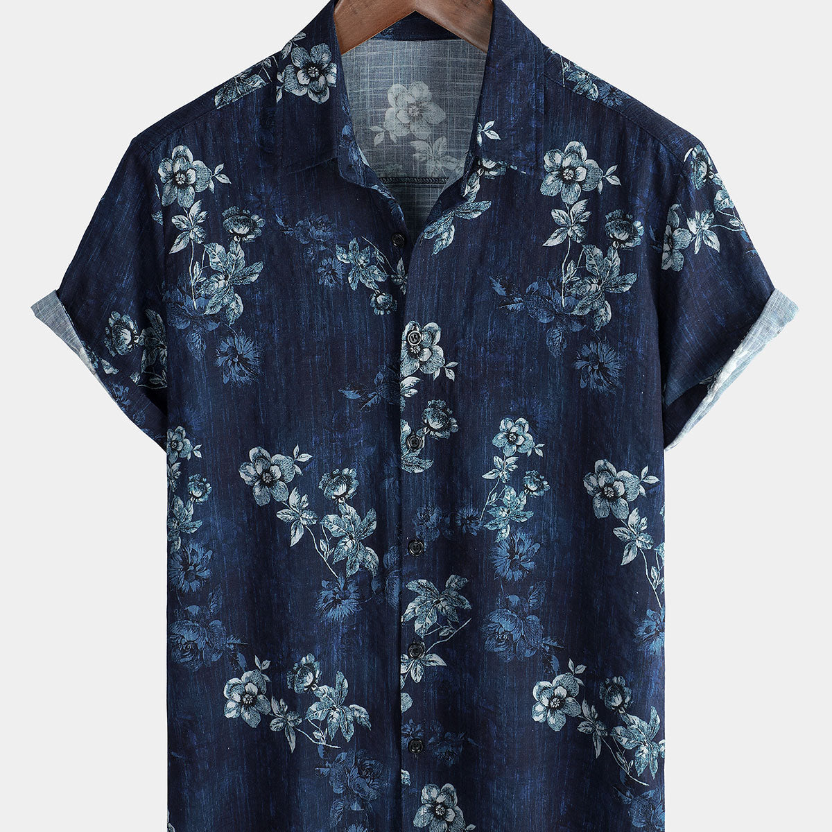 Chemise décontractée à manches courtes en coton à imprimé floral pour hommes