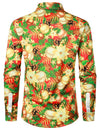 Chemise à manches longues pour hommes, décoration de fête de noël, imprimé Floral, boutons brillants, vacances