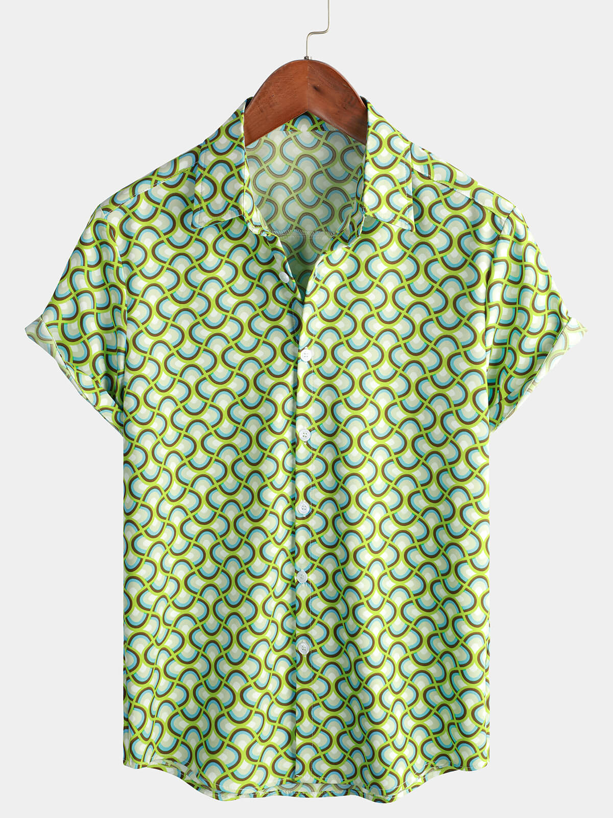 Chemise de plage d'été à manches courtes pour hommes vert