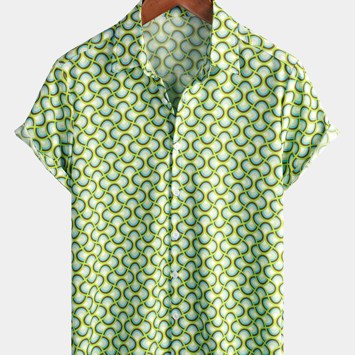 Chemise de plage d'été à manches courtes pour hommes vert