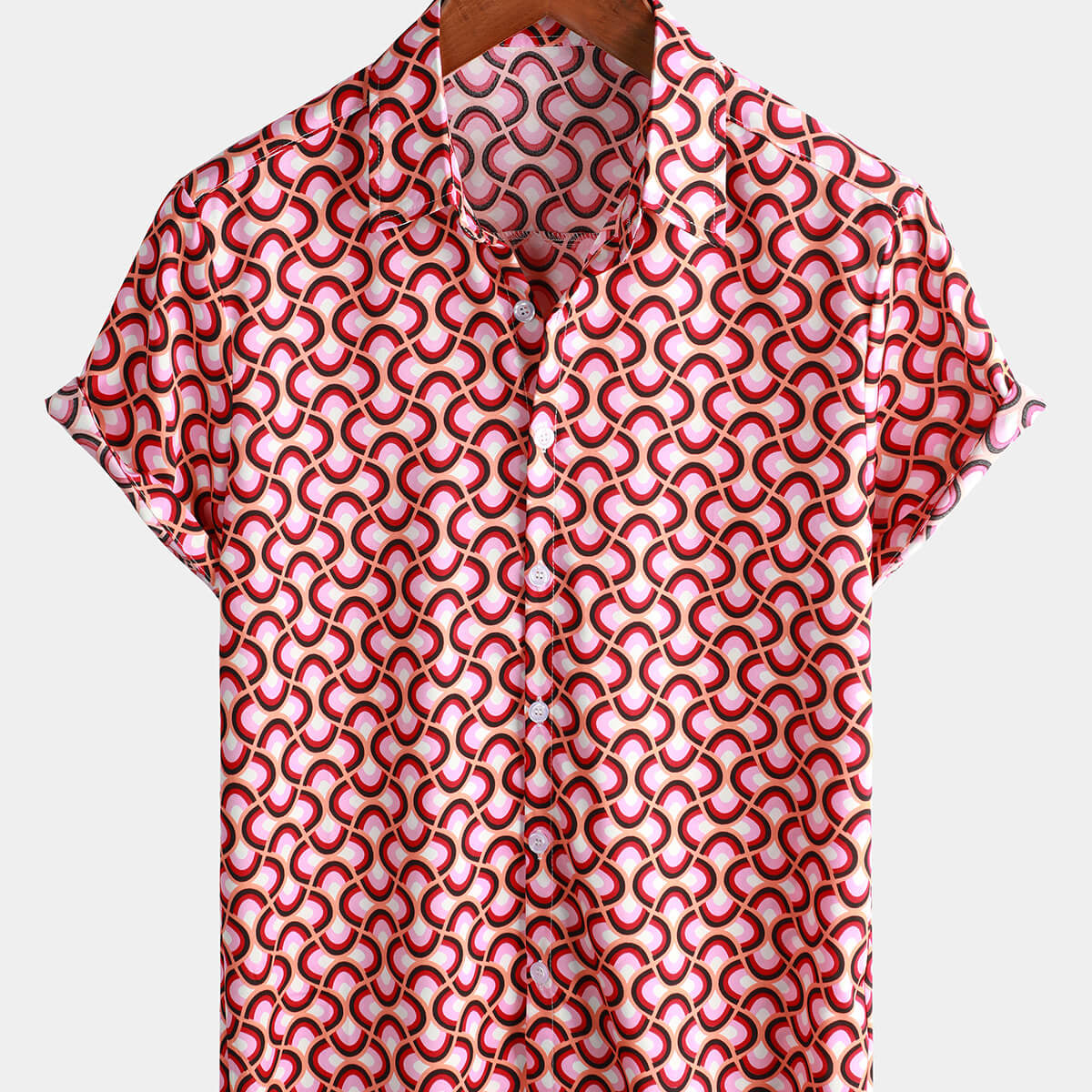 Chemise de plage d'été à manches courtes pour hommes rouge