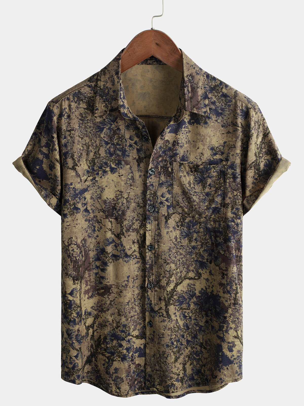 Chemise Vintage décontractée à manches courtes pour hommes, imprimé Floral rétro