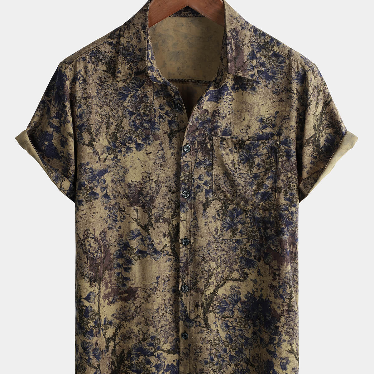 Chemise Vintage décontractée à manches courtes pour hommes, imprimé Floral rétro
