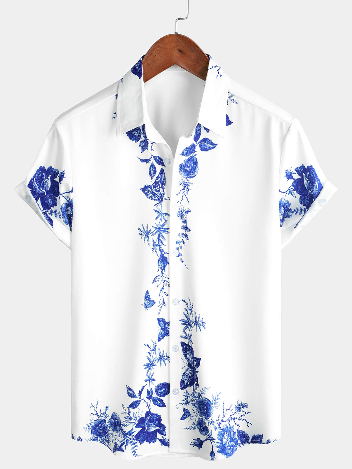 Chemise hawaïenne à imprimé floral bleu pour homme