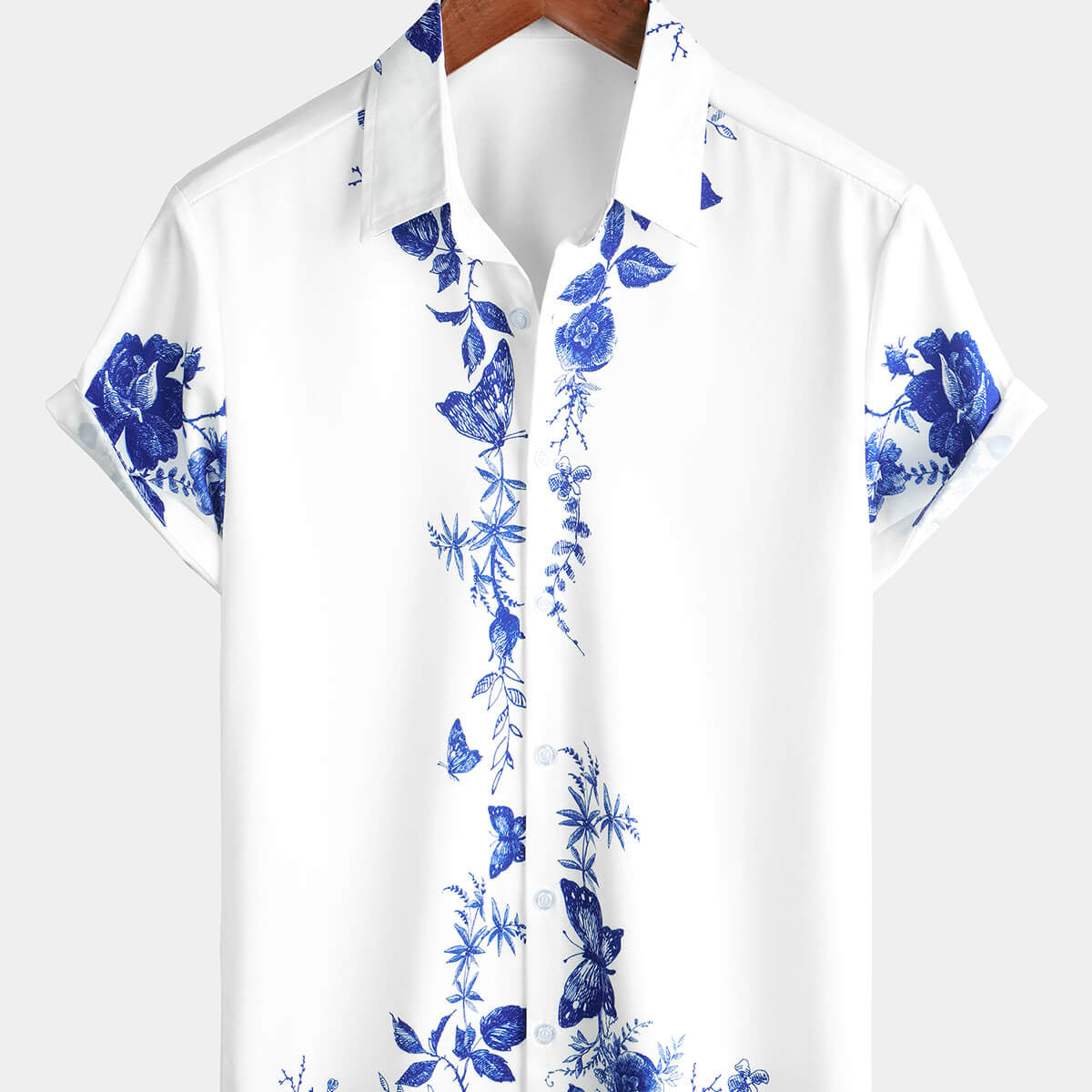 Chemise hawaïenne à imprimé floral bleu pour homme