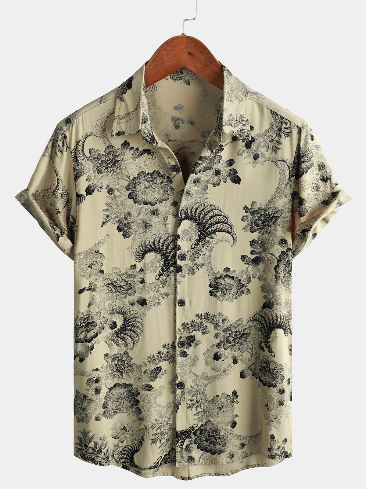 Chemise de plage hawaïenne à manches courtes et imprimé floral pour hommes