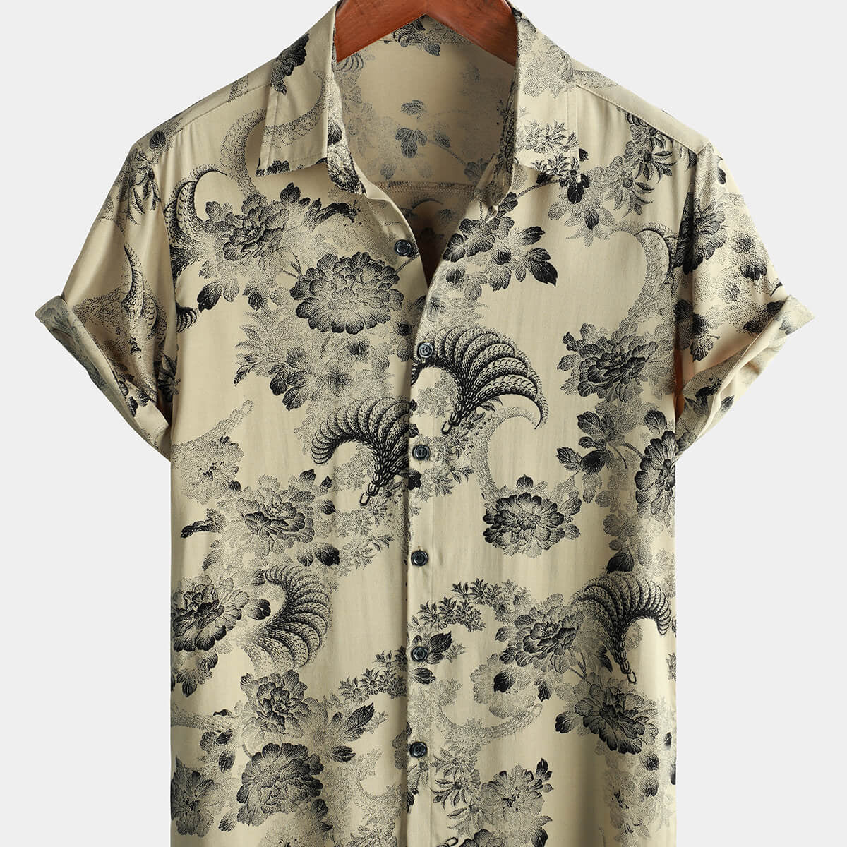Chemise de plage hawaïenne à manches courtes et imprimé floral pour hommes