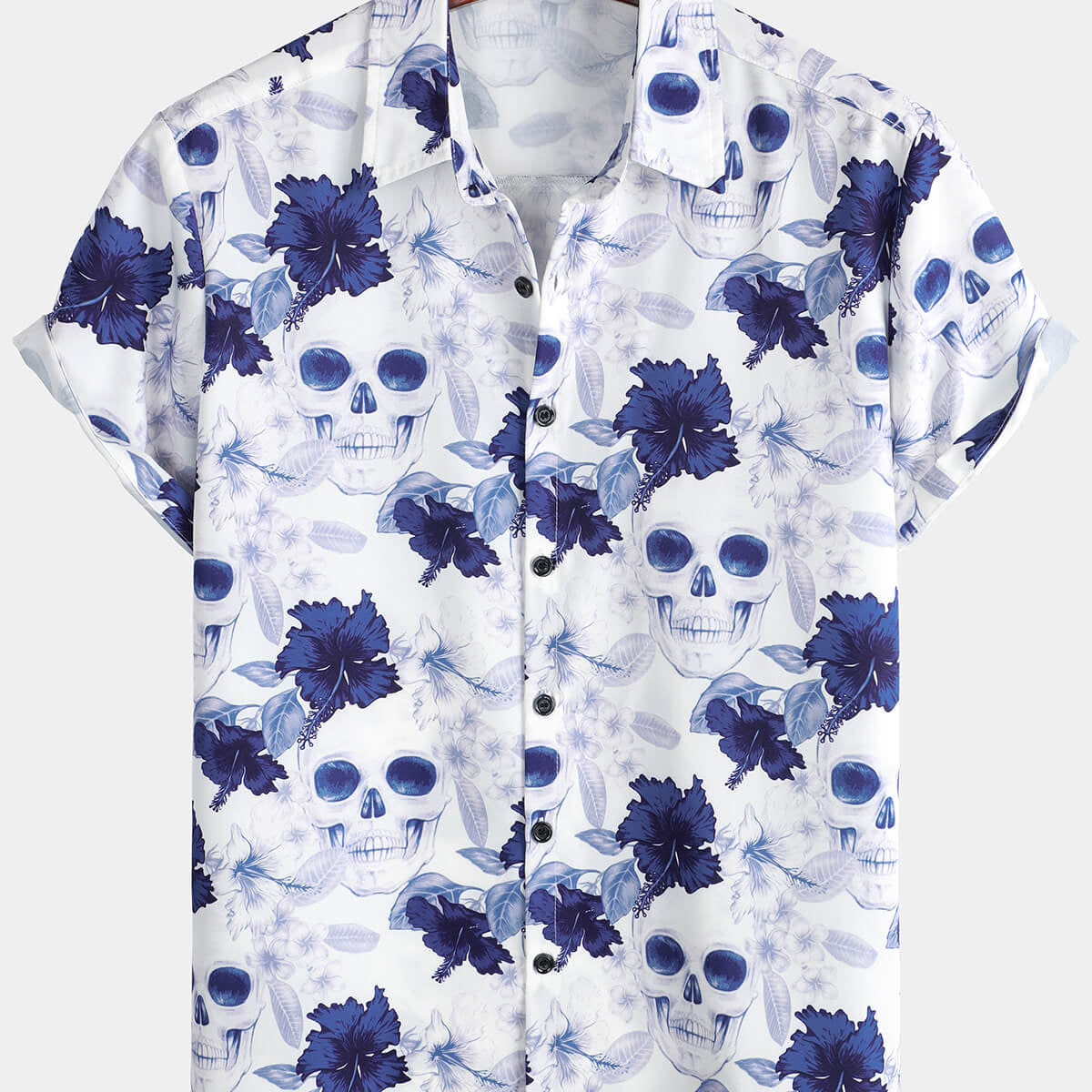 Chemise d'été à manches courtes pour hommes, motif Floral, crâne, Punk Rock, vacances
