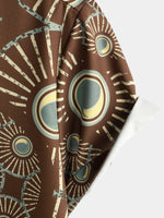 Chemise à manches courtes de plage ethnique à imprimé abstrait marron vintage pour homme