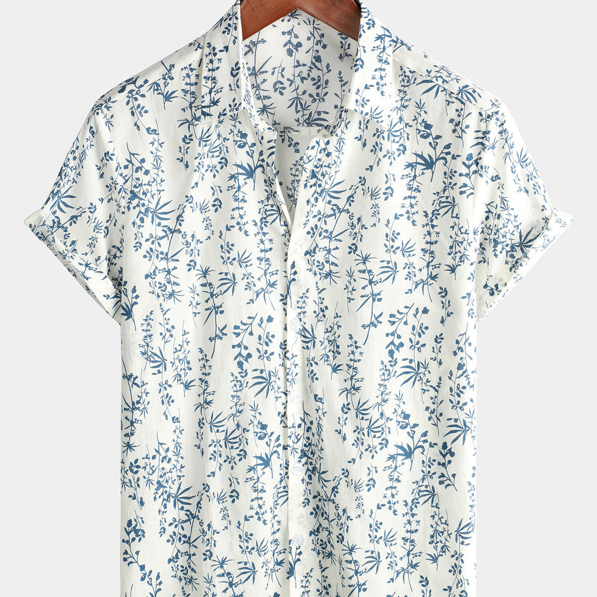 Chemise d'été boutonnée en coton à manches courtes pour hommes