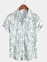 Chemise d'été boutonnée en coton à manches courtes pour hommes
