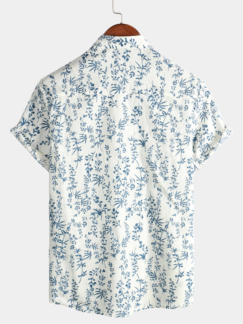 Chemise d'été boutonnée en coton à manches courtes pour hommes