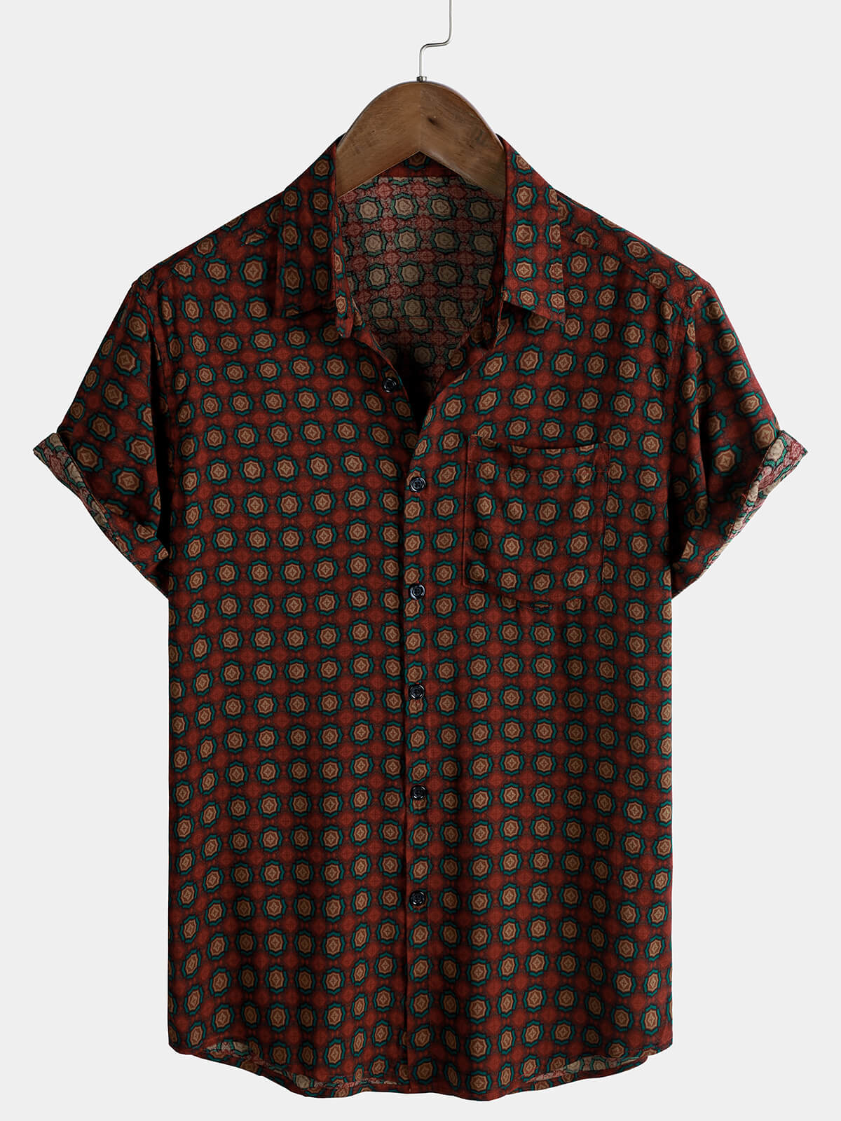 Chemise d'été décontractée à manches courtes pour homme, style vintage, pour la plage