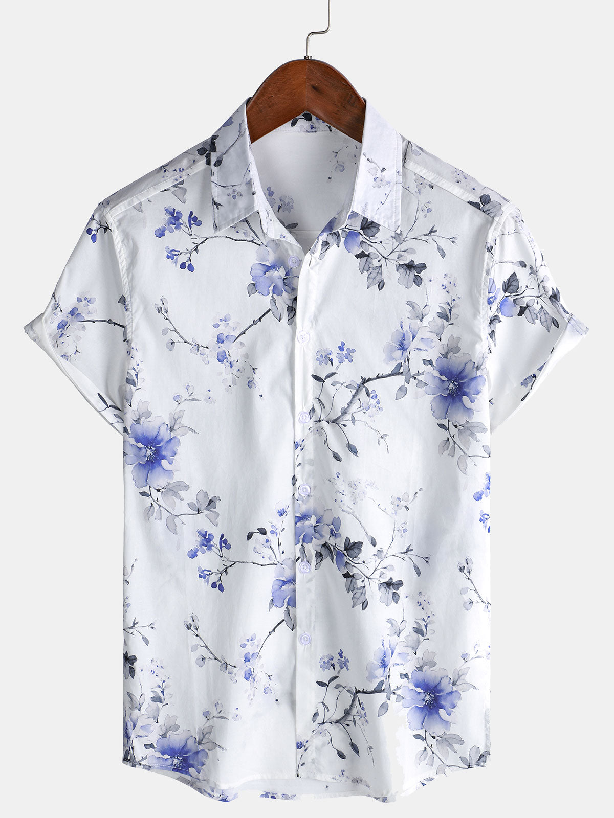 Chemise d'été décontractée à manches courtes et imprimé floral pour homme