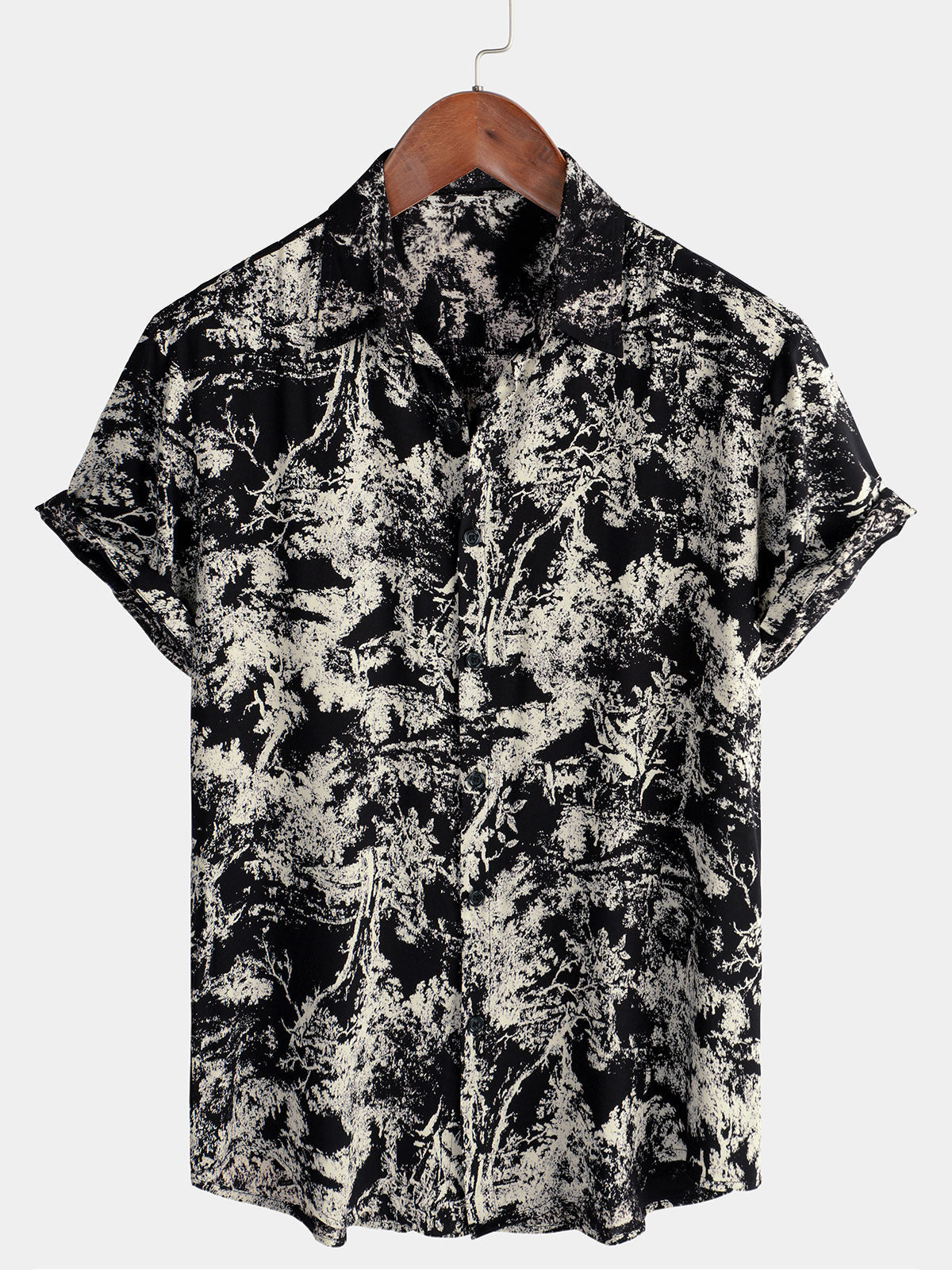 Chemise boutonnée à manches courtes pour hommes, rétro, décontractée, vacances, plage