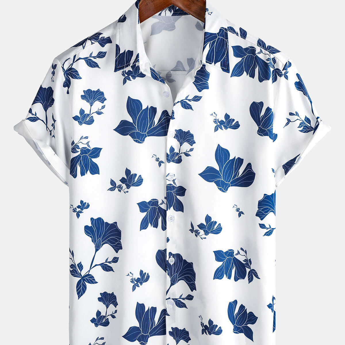 Chemise d'été décontractée à manches courtes pour hommes, imprimé Floral, boutonnée, plage