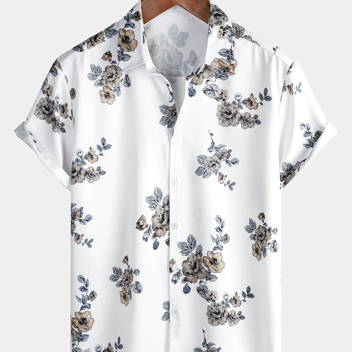 Chemise d'été boutonnée à manches courtes pour hommes, imprimé floral, plage