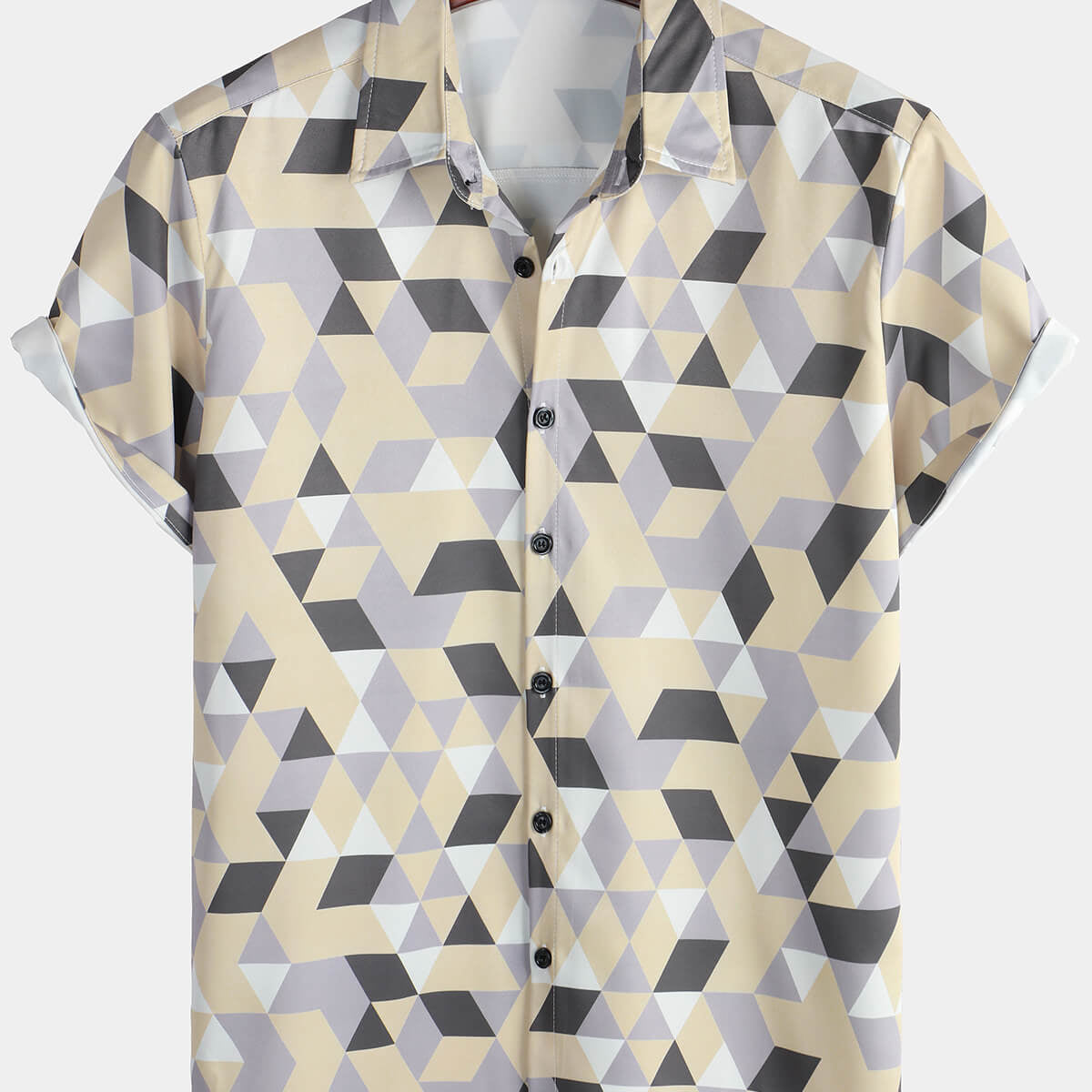 Chemise décontractée à manches courtes à imprimé géométrique d'été pour hommes