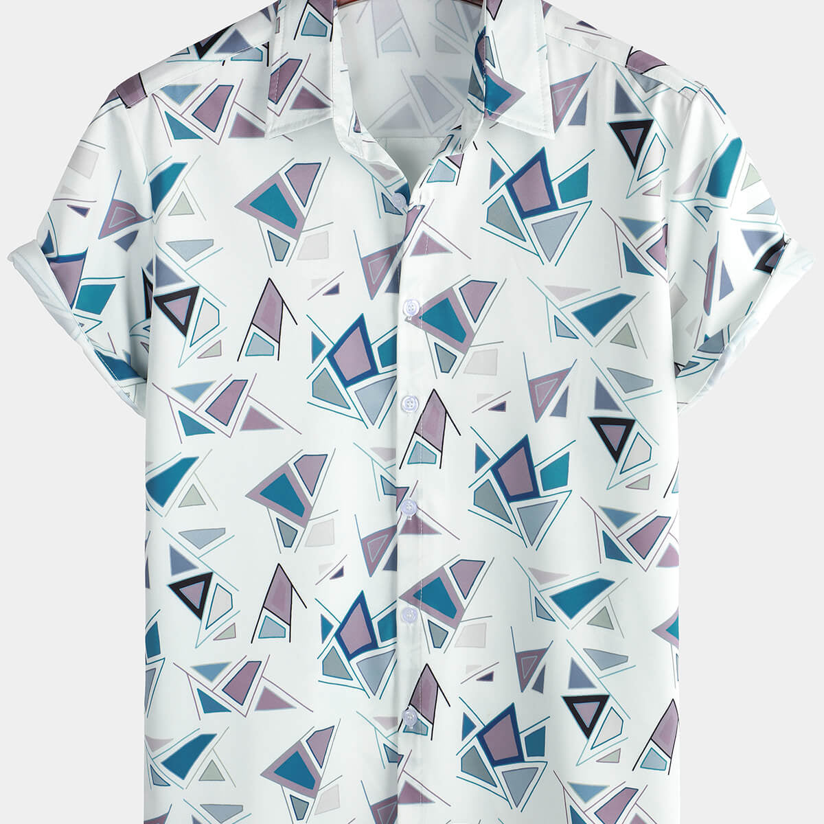 Chemise décontractée à imprimé géométrique d'été à manches courtes pour hommes