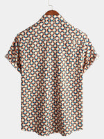 Lot de 3 | Chemises à manches courtes pour hommes Retro Vintage Geometric Circle Cool Summer Beach