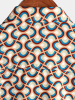 Lot de 3 | Chemises à manches courtes pour hommes Retro Vintage Geometric Circle Cool Summer Beach