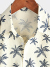 Chemise à manches courtes boutonnée en coton avec motifs d'arbres de palmiers hawaïens pour homme idéale pour les croisières et la plage