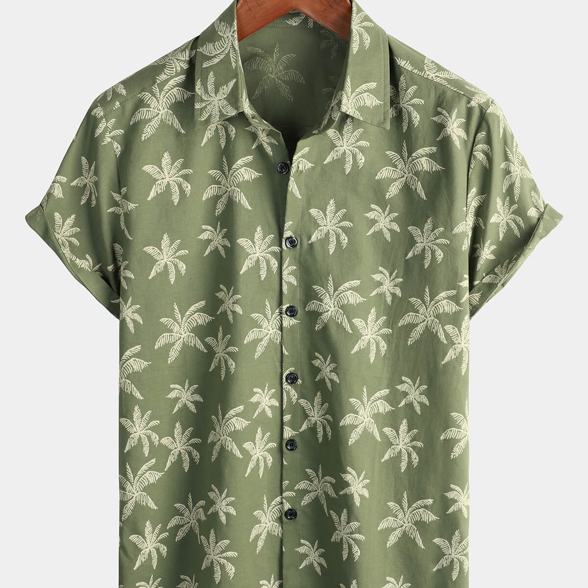Chemise à manches courtes en coton à motifs d'arbres de palmiers pour homme boutonnée parfaite pour la plage hawaïenne et les croisières