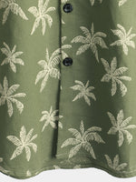 Chemise à manches courtes en coton à motifs d'arbres de palmiers pour homme boutonnée parfaite pour la plage hawaïenne et les croisières