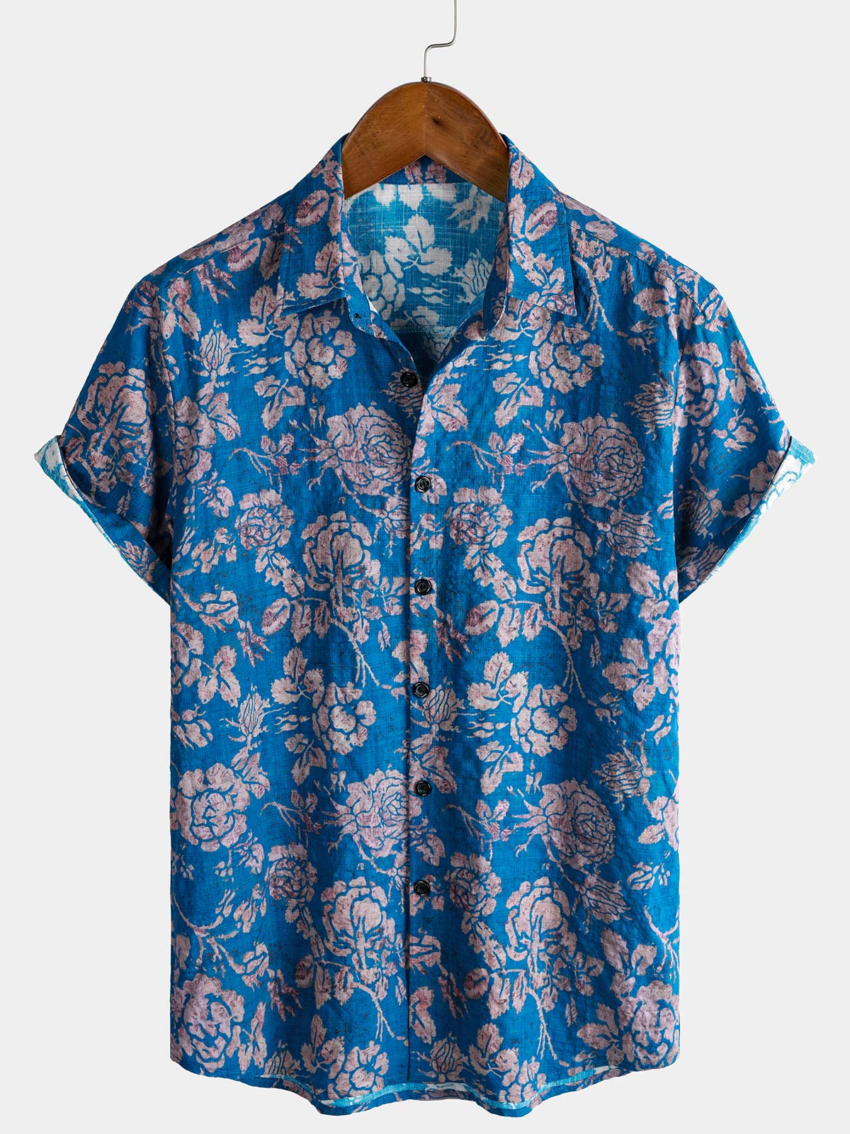 Chemise Homme Style Resort Imprimé Botanique Rétro à Manches Courtes