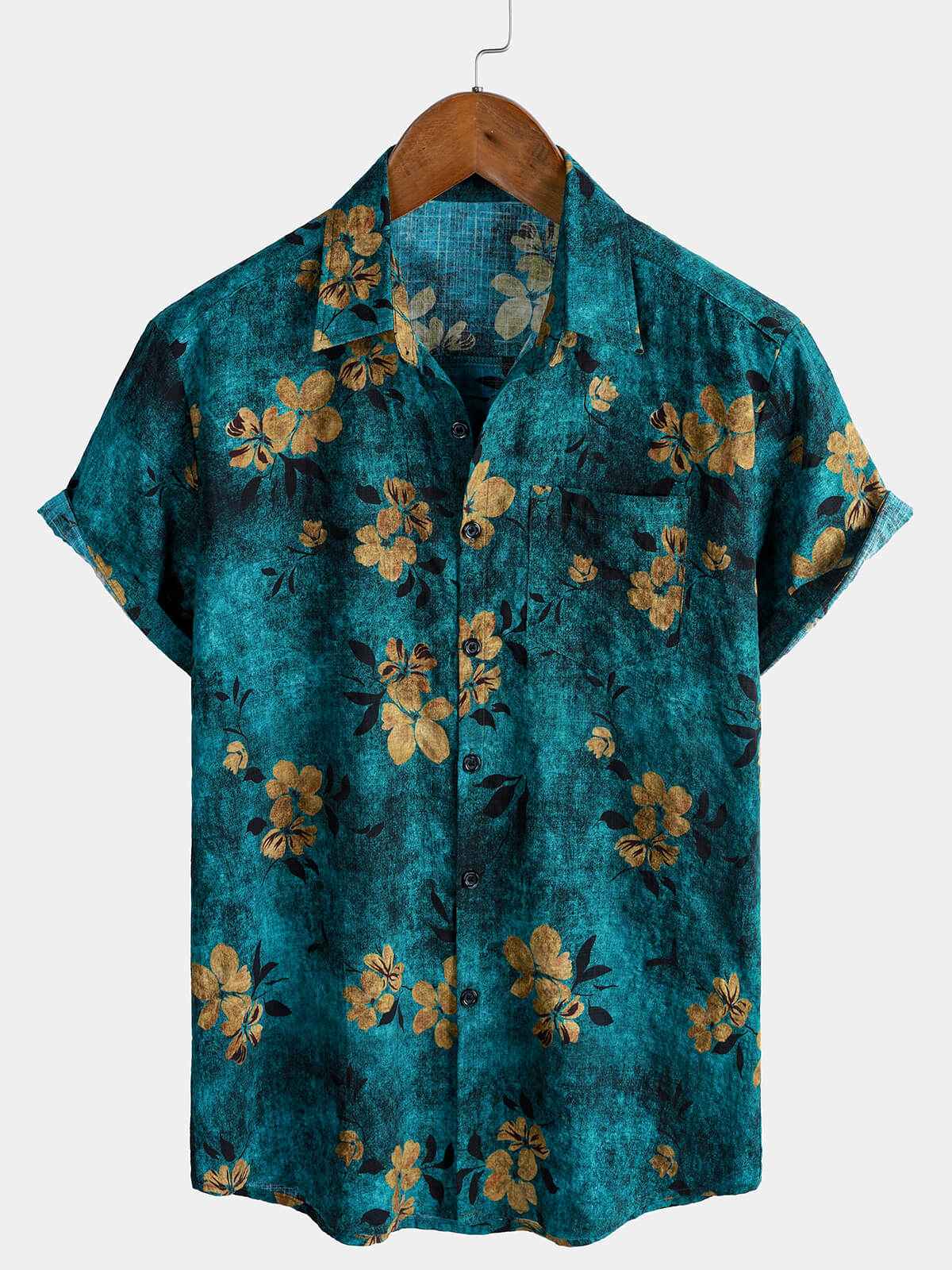 Chemise à manches courtes et poche à imprimé floral pour homme