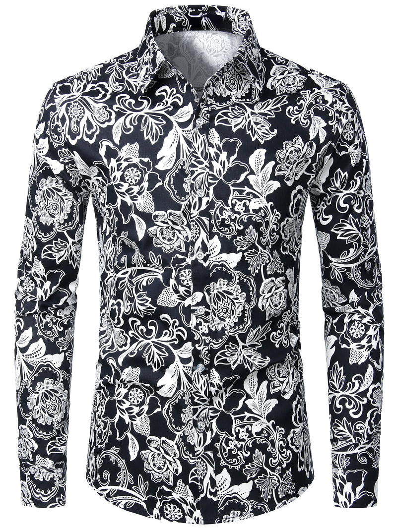 Chemise en coton imprimé de motifs floraux homme