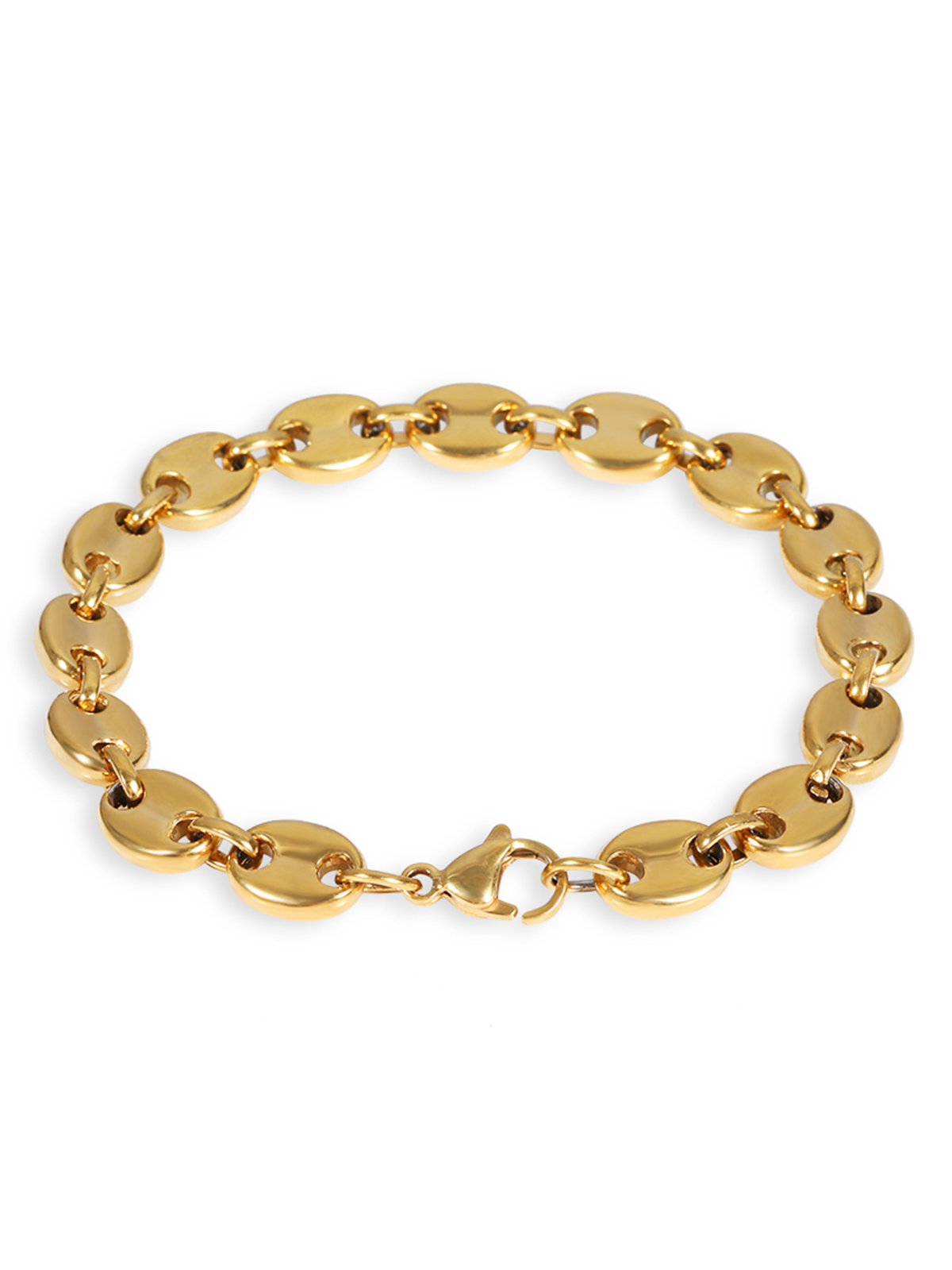 Bracelet Homme Grains de Café Acier Titane Plaqué Or 18K