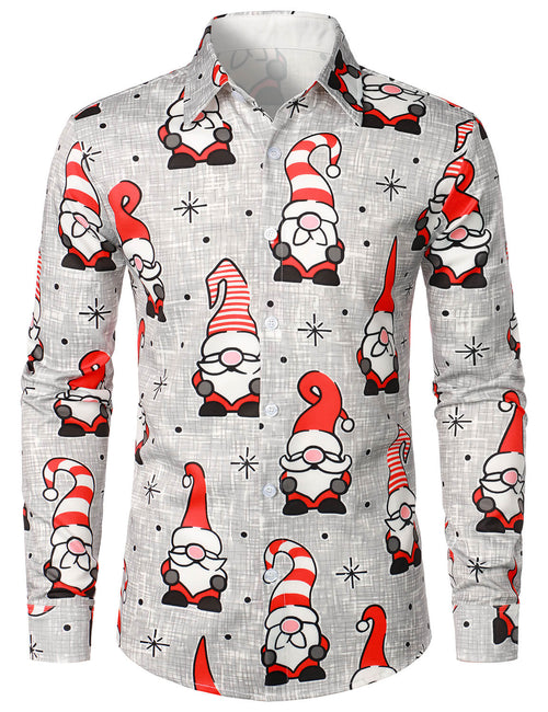 Lot de 2 | Chemises à manches longues pour hommes, vacances de noël, imprimé Gnome mignon, drôle et bonne année, réveillon du nouvel an