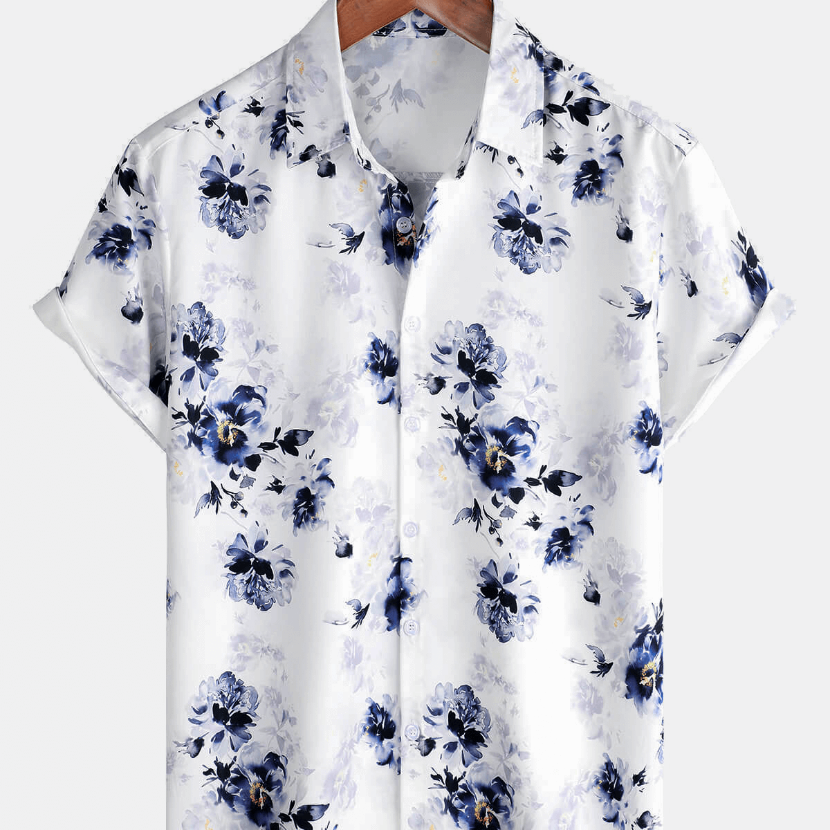 Chemise boutonnée hawaïenne décontractée à manches courtes pour hommes, Vintage, florale, blanche, vacances