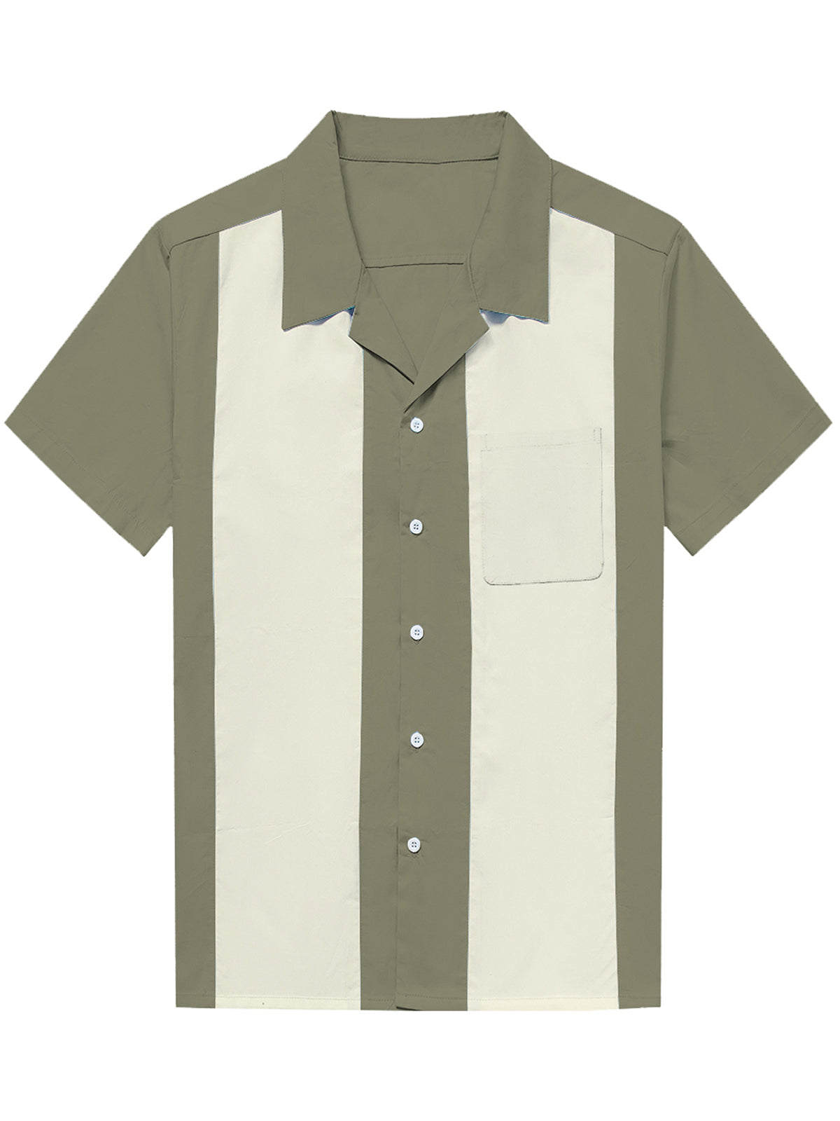 Chemise à manches courtes bleu col cubain des années 50 pour hommes