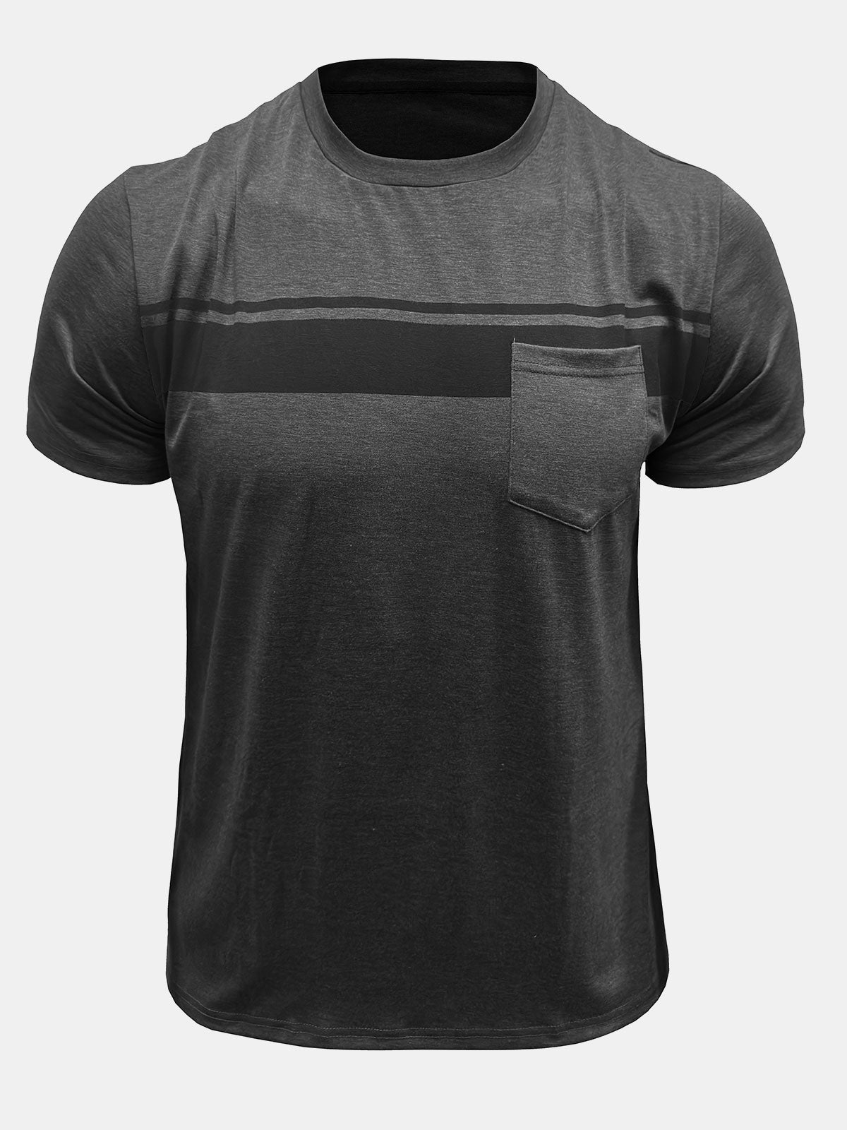 T-shirt confortable à rayures et patchwork pour homme