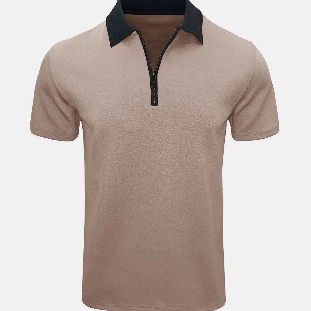 Men's Casual Summer Breathable Zip Short Sleeve Polo Shirt