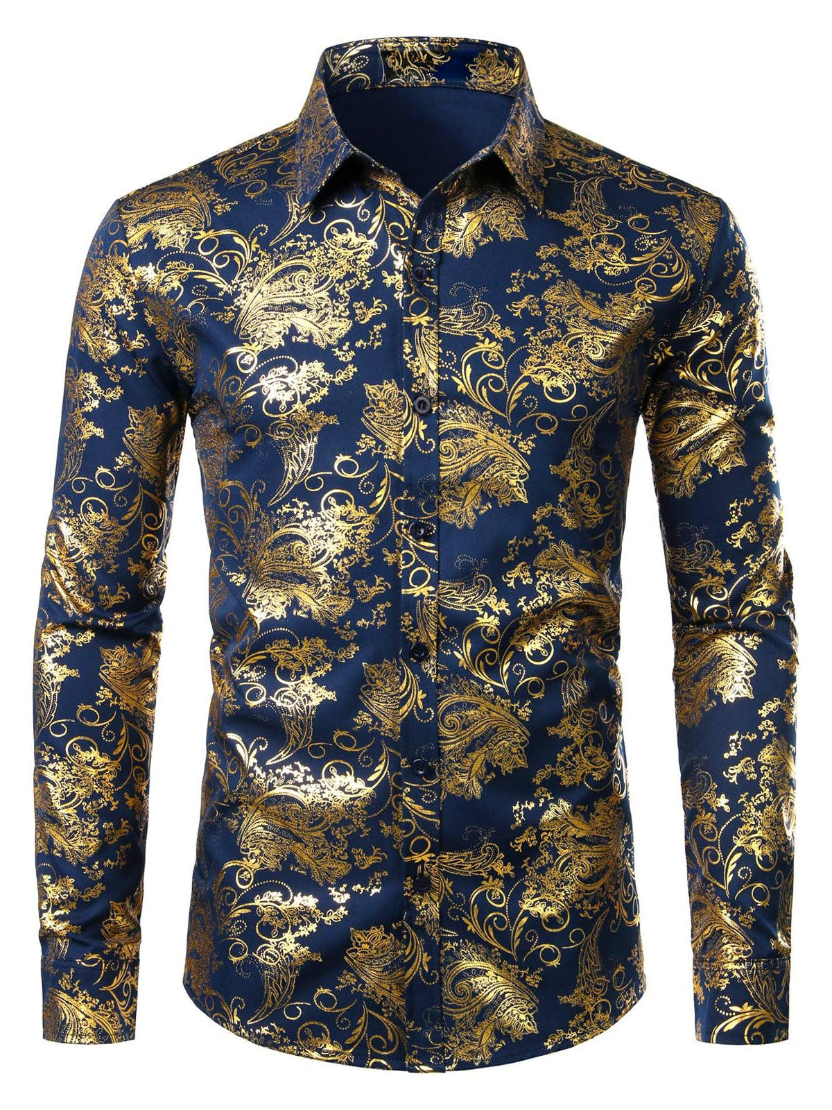 Chemise habillée homme de luxe à motifs cachemire et fleurs brillants