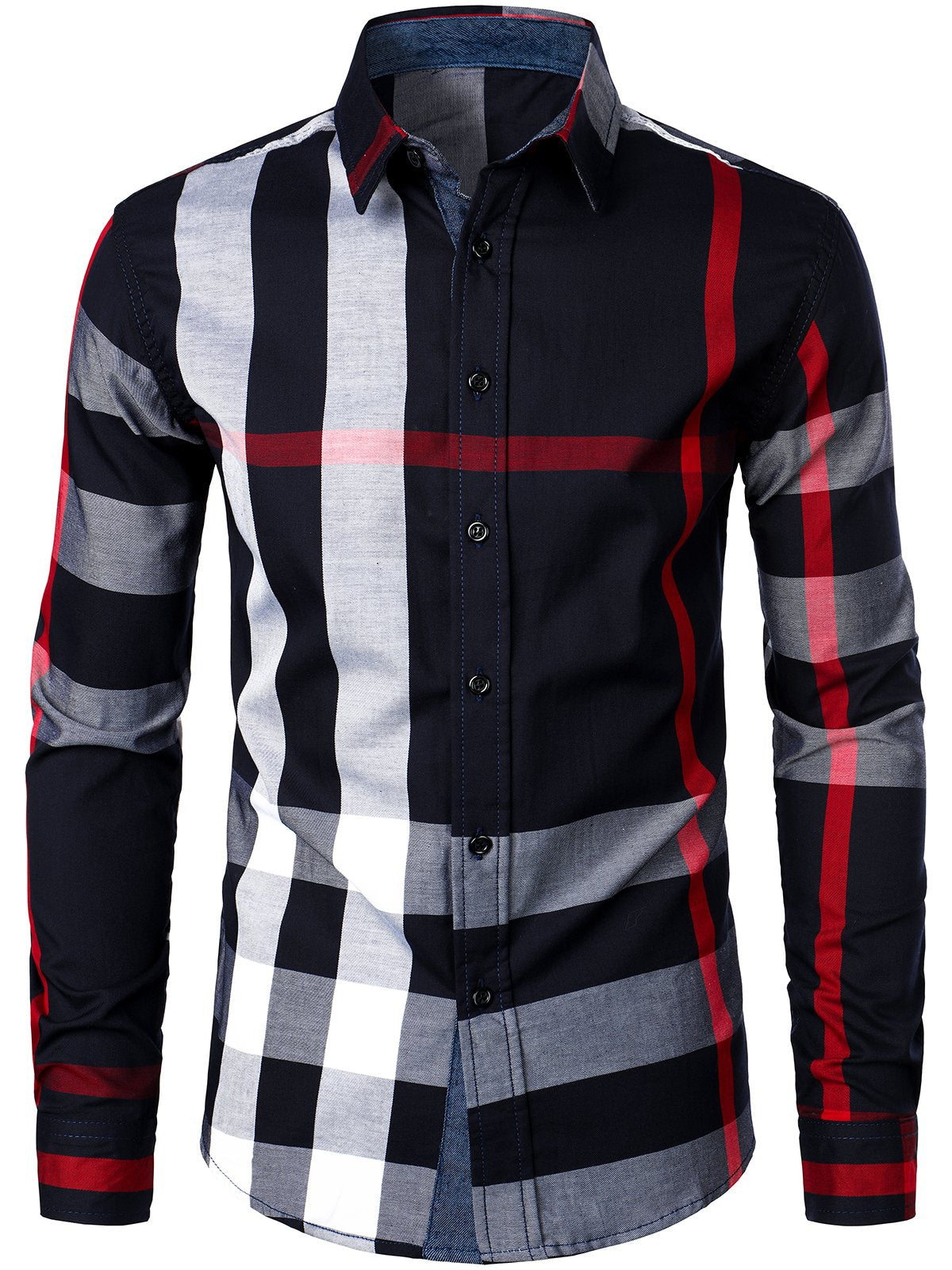 Chemise à manches longues coupe classique en carreaux pur coton