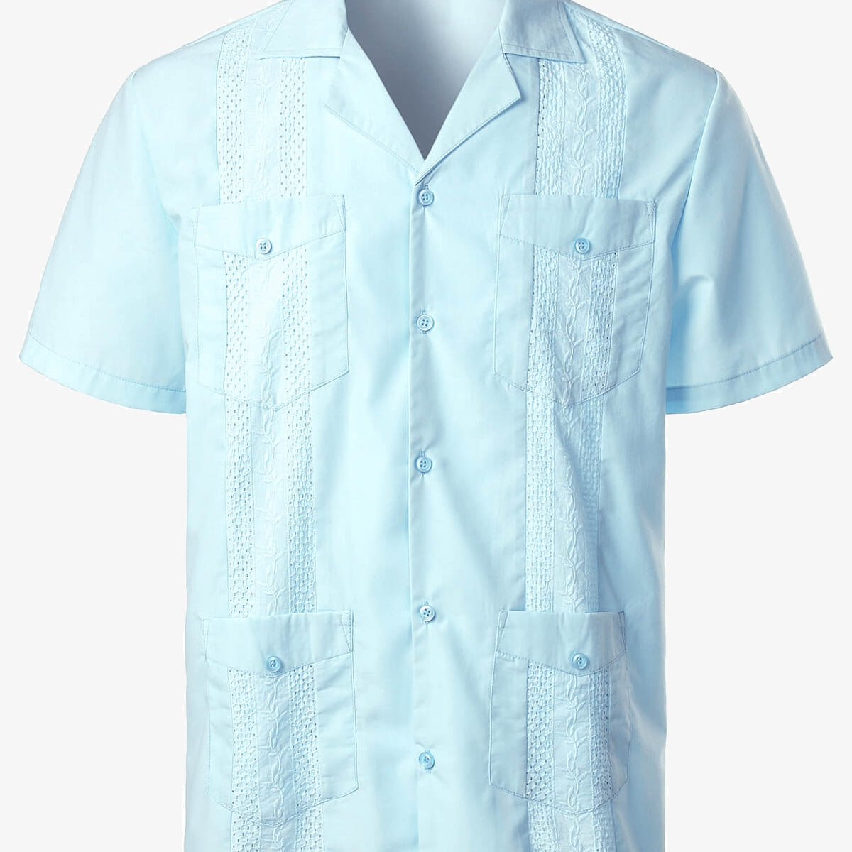 Broderie pour hommes Cuban Guayabera Summer Cool Manches courtes Button Up Shirt