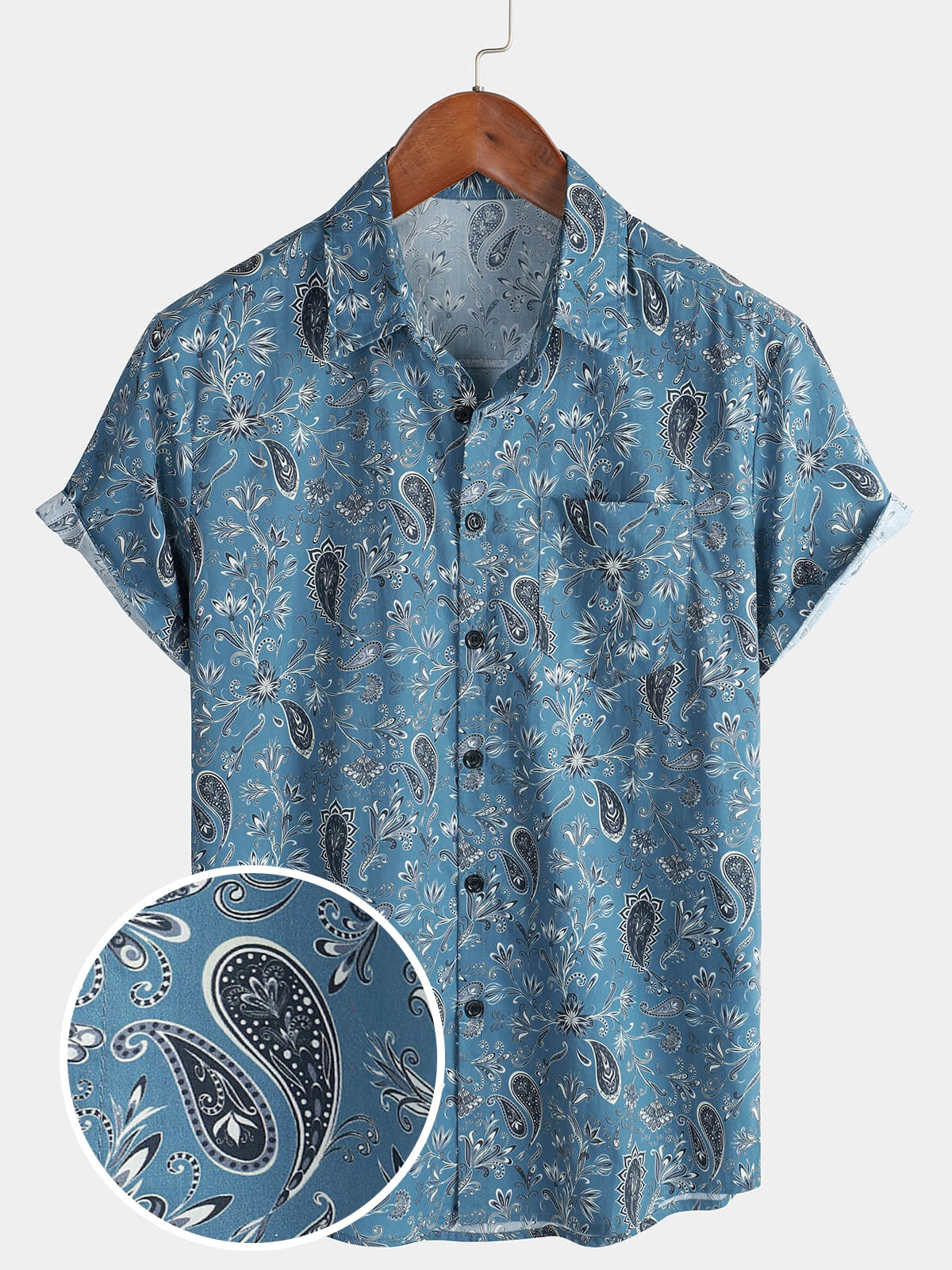 Chemise hawaïenne boutonnée à manches courtes pour hommes, vacances d'été, motif cachemire floral