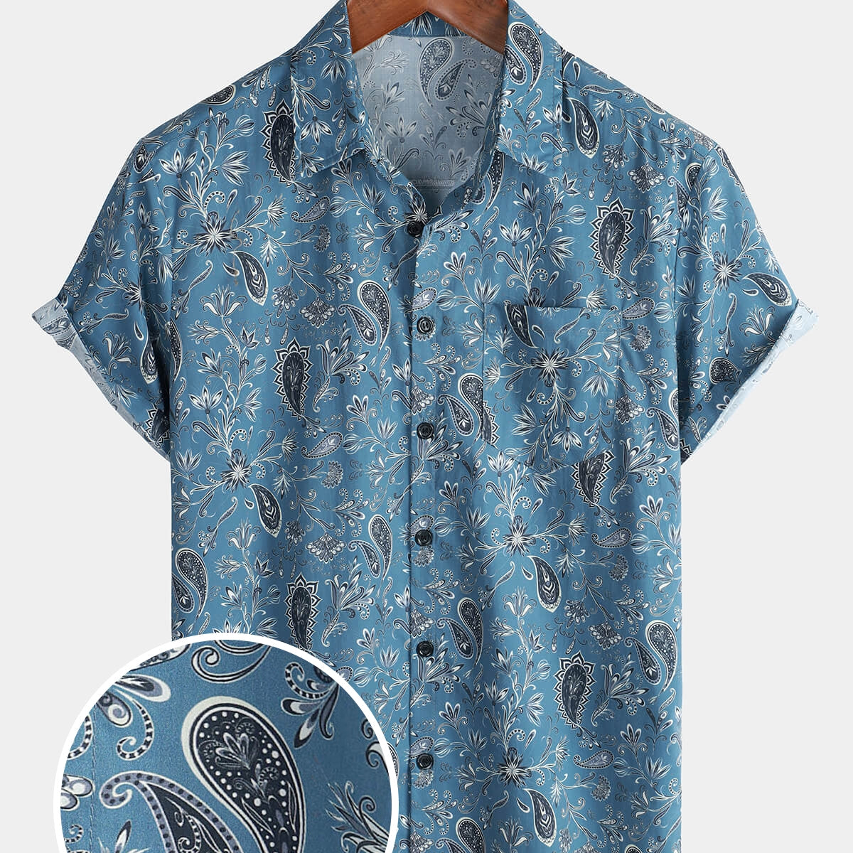 Chemise hawaïenne boutonnée à manches courtes pour hommes, vacances d'été, motif cachemire floral