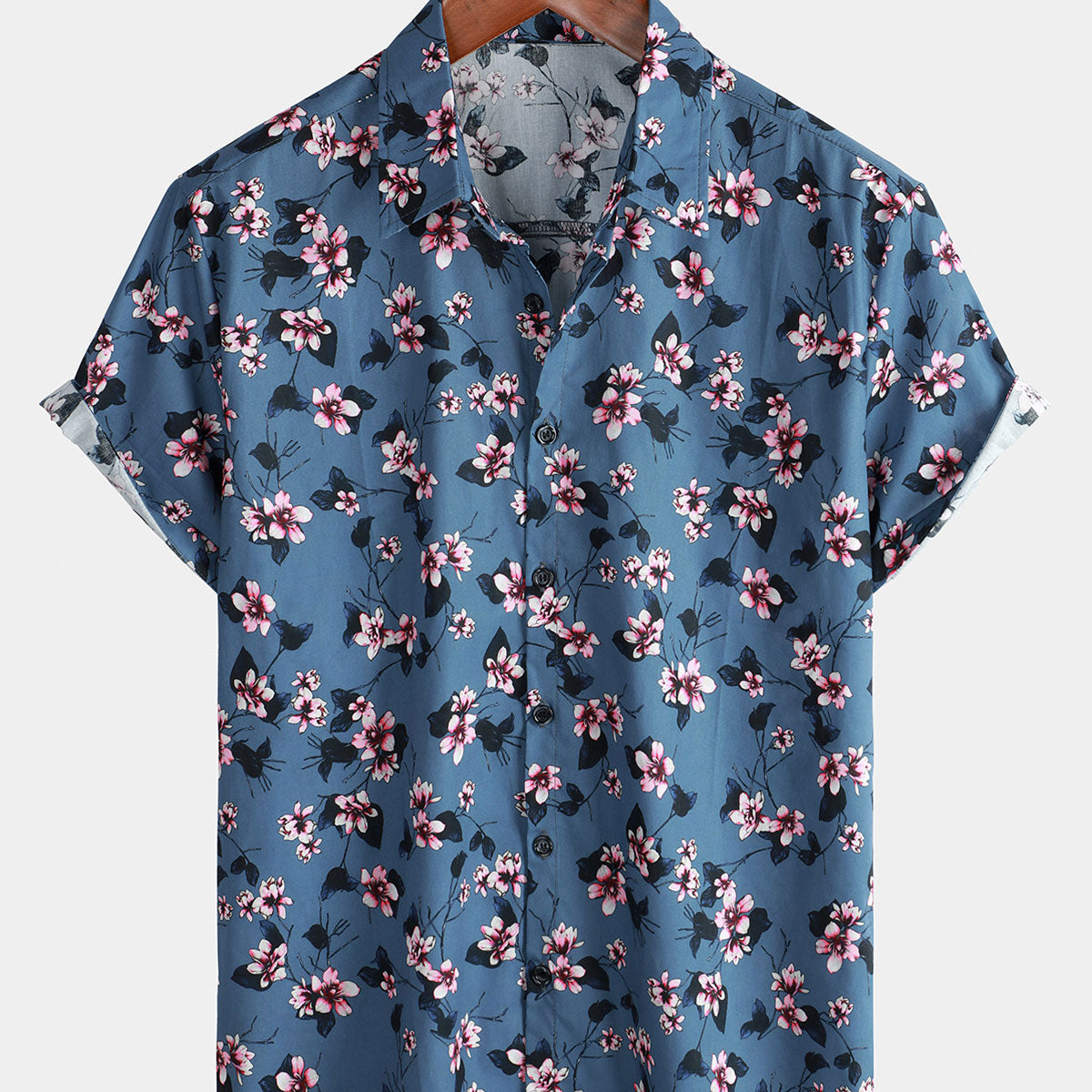 Chemise à manches courtes en coton pour hommes, motif floral, vacances, plage