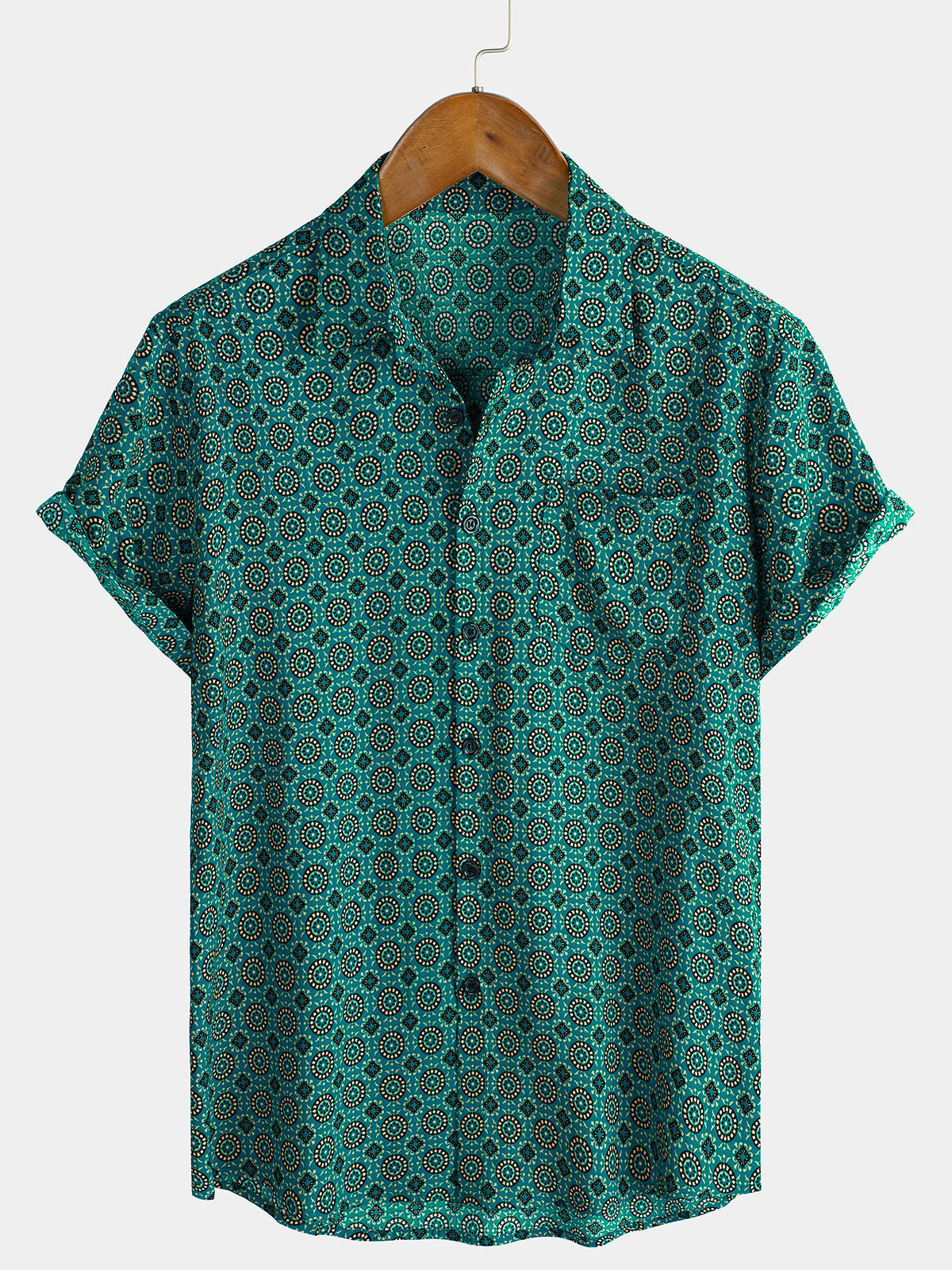 Chemise boutonnée à manches courtes pour homme, style vintage, pour les vacances d'été