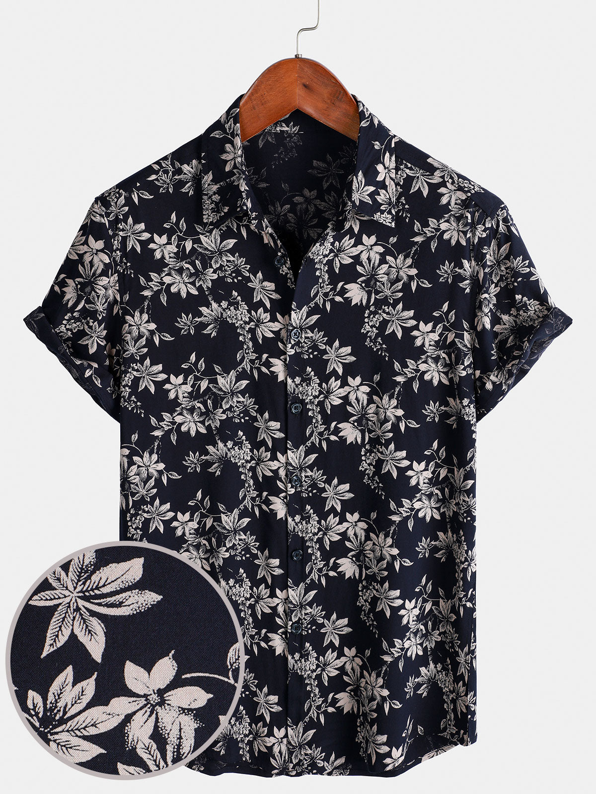 Chemise d'été décontractée à manches courtes pour homme, motif floral