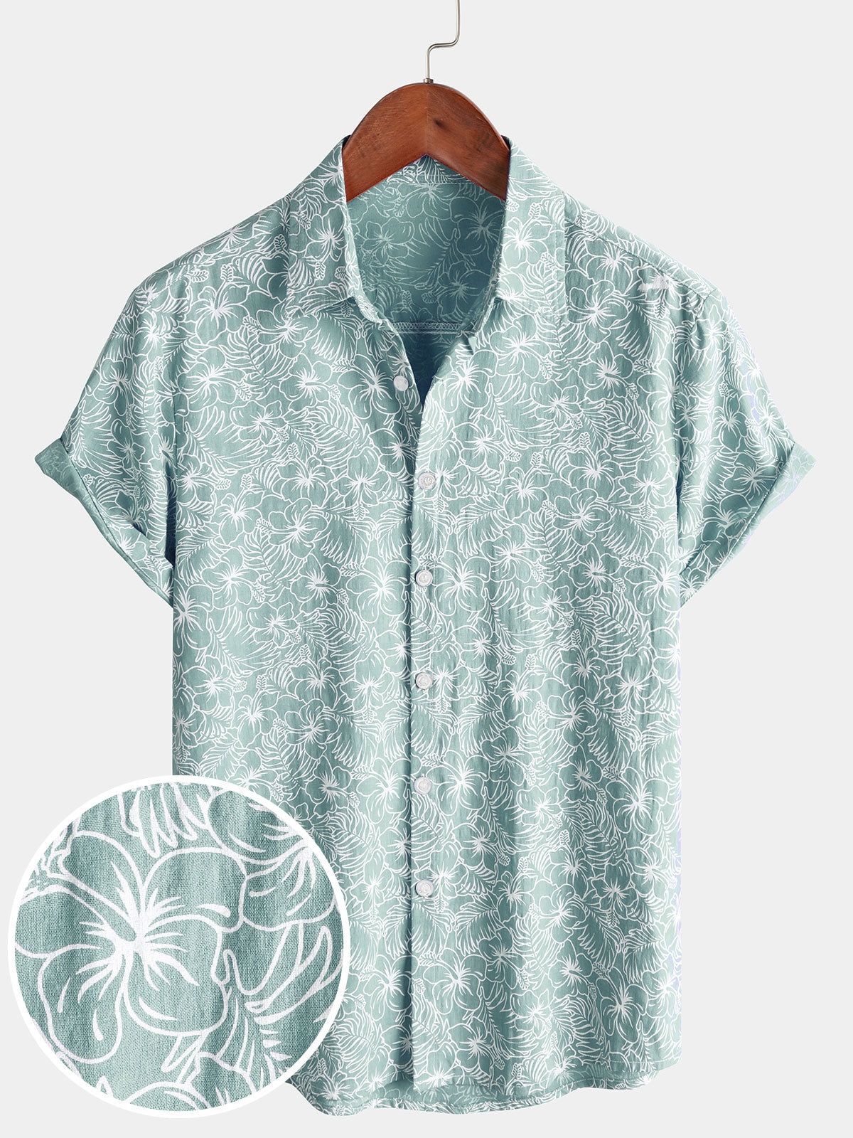Chemise d'été à manches courtes en coton à fleurs pour homme, idéale pour les vacances et la plage