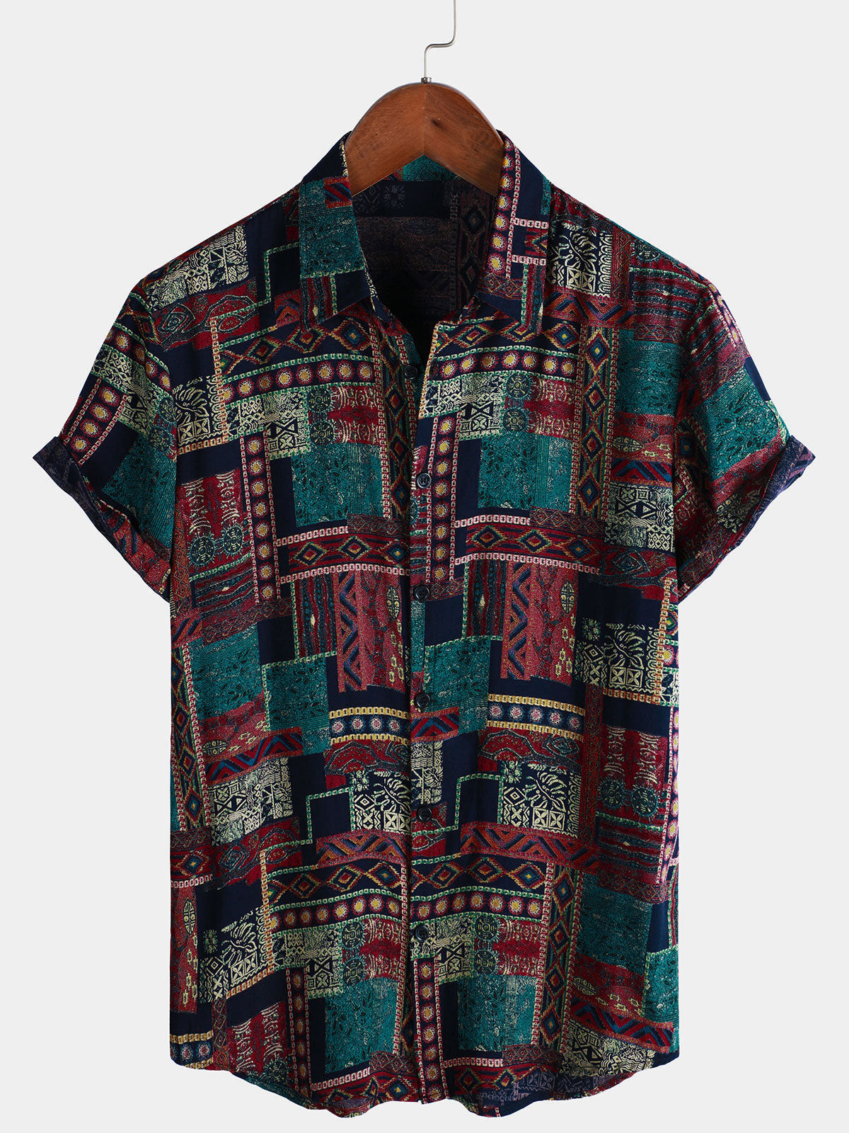 Chemise hawaïenne à manches courtes pour homme, style rétro et respirant, style ethnique