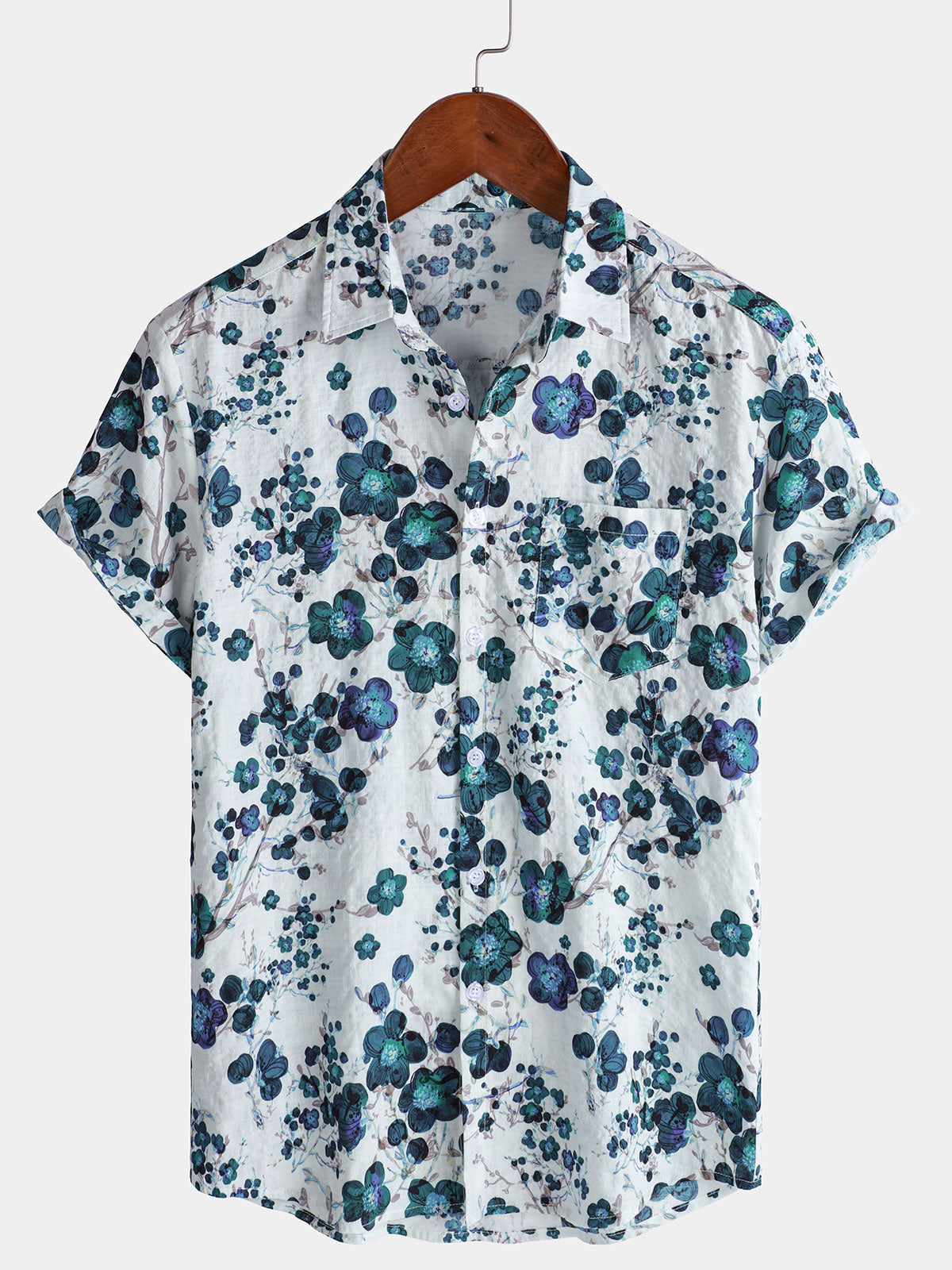 Chemise à manches courtes à imprimé floral pour homme