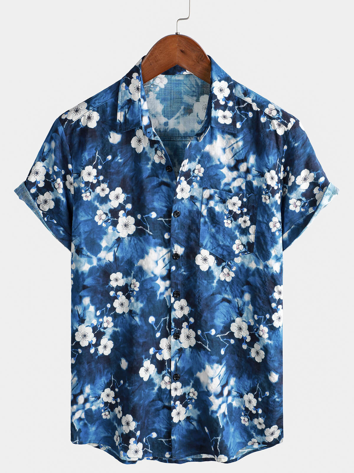 Chemise hawaïenne à manches courtes et poche à imprimé floral pour homme
